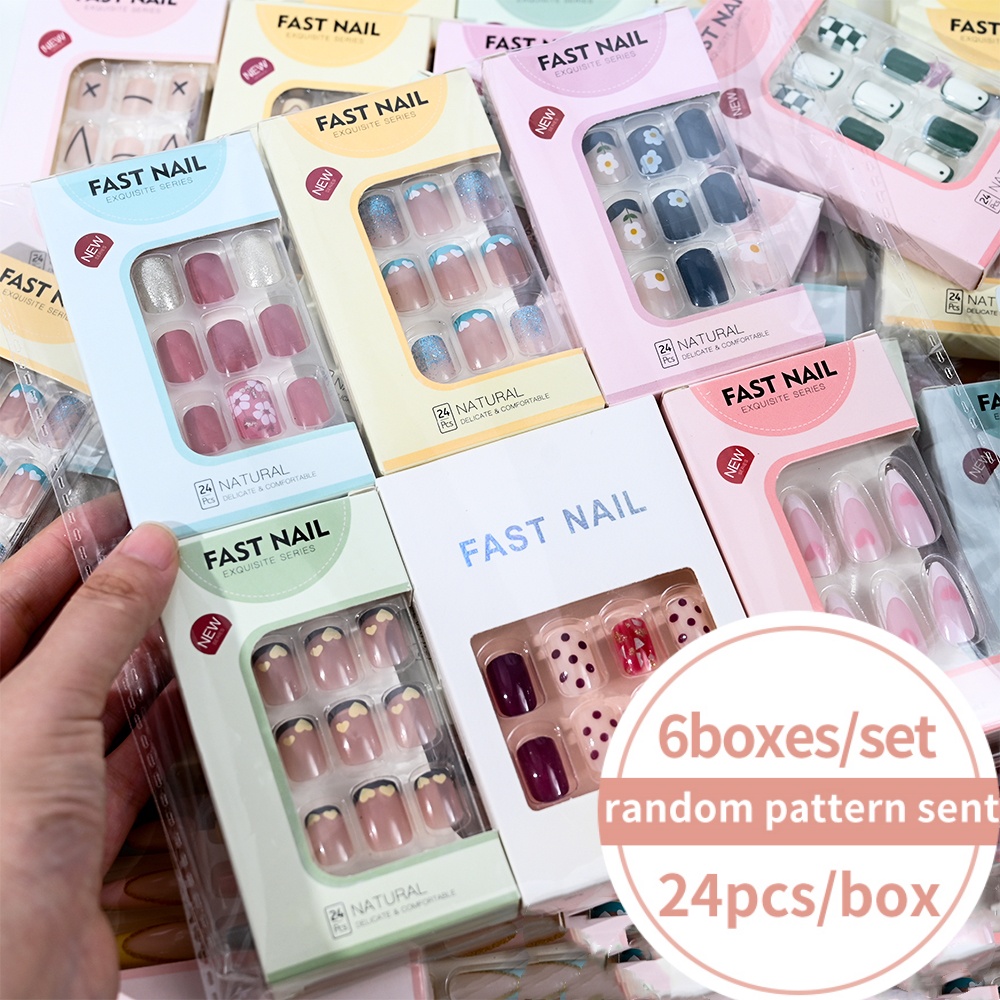 Photography Tips - 6Boxes/Set Short Square Fake Nail Love