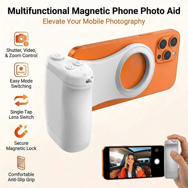 Photography Style Iphone - Magnetic Phone Grip with Remote Zoom