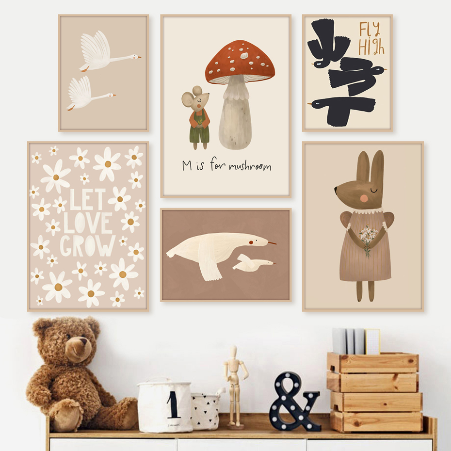 Photography Duck - Boho Cartoon Rabbit Mouse Goose Posters
