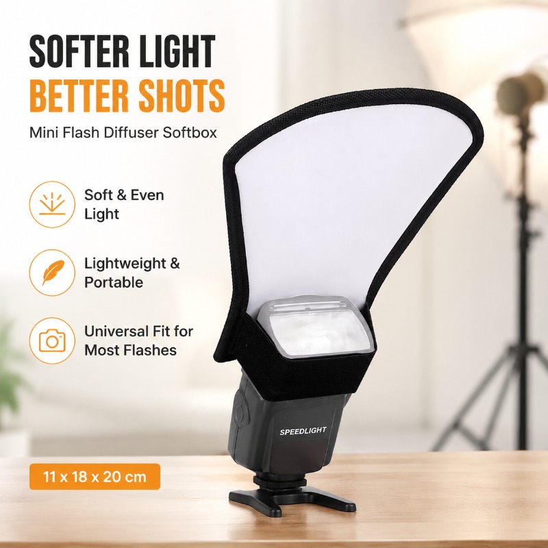 Pop Up Flash Diffuser - Reflective Flash Board for DSLR Camera