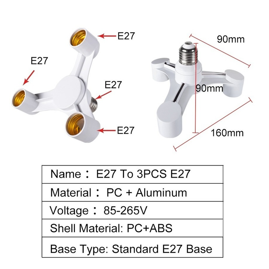 Bóng Đèn Ổ Cắm 3In1 E27 Để E27 - đánh giá và giá Photography Bulb