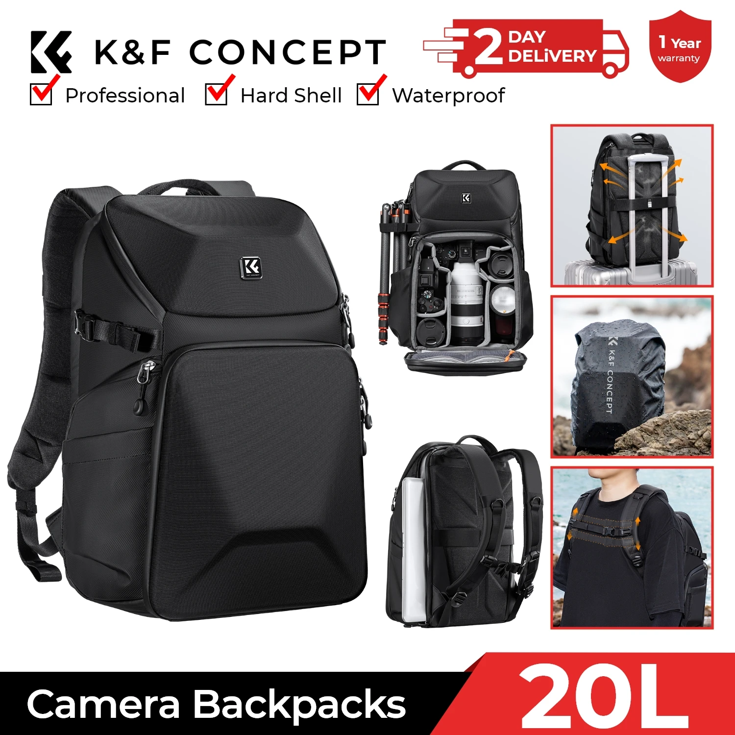 K&F CONCEPT 20L Camera Backpac - đánh giá và giá Camera Bag Waterproof