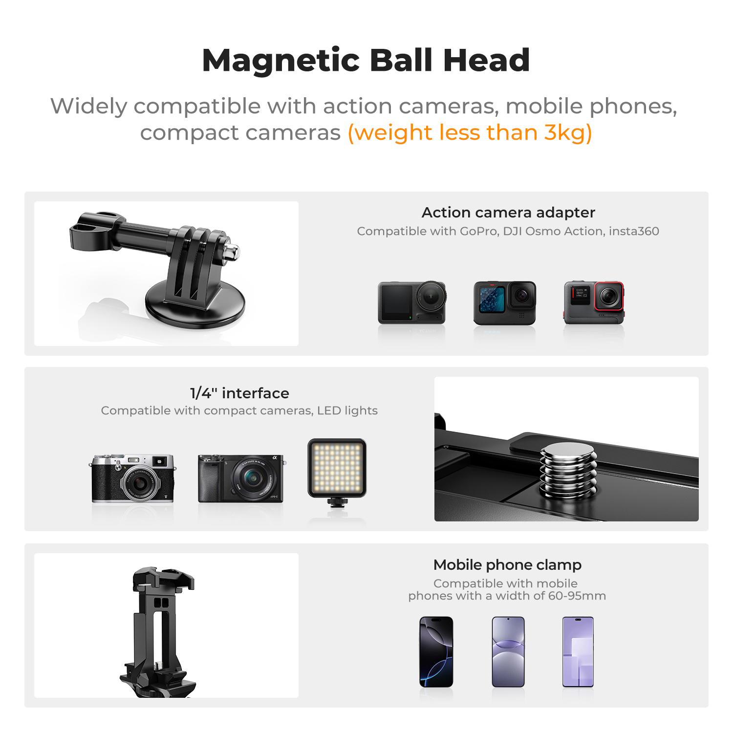 K&F CONCEPT Magnetic Camera Mo - đánh giá và giá Gopro Action Camera Hero 13 Black