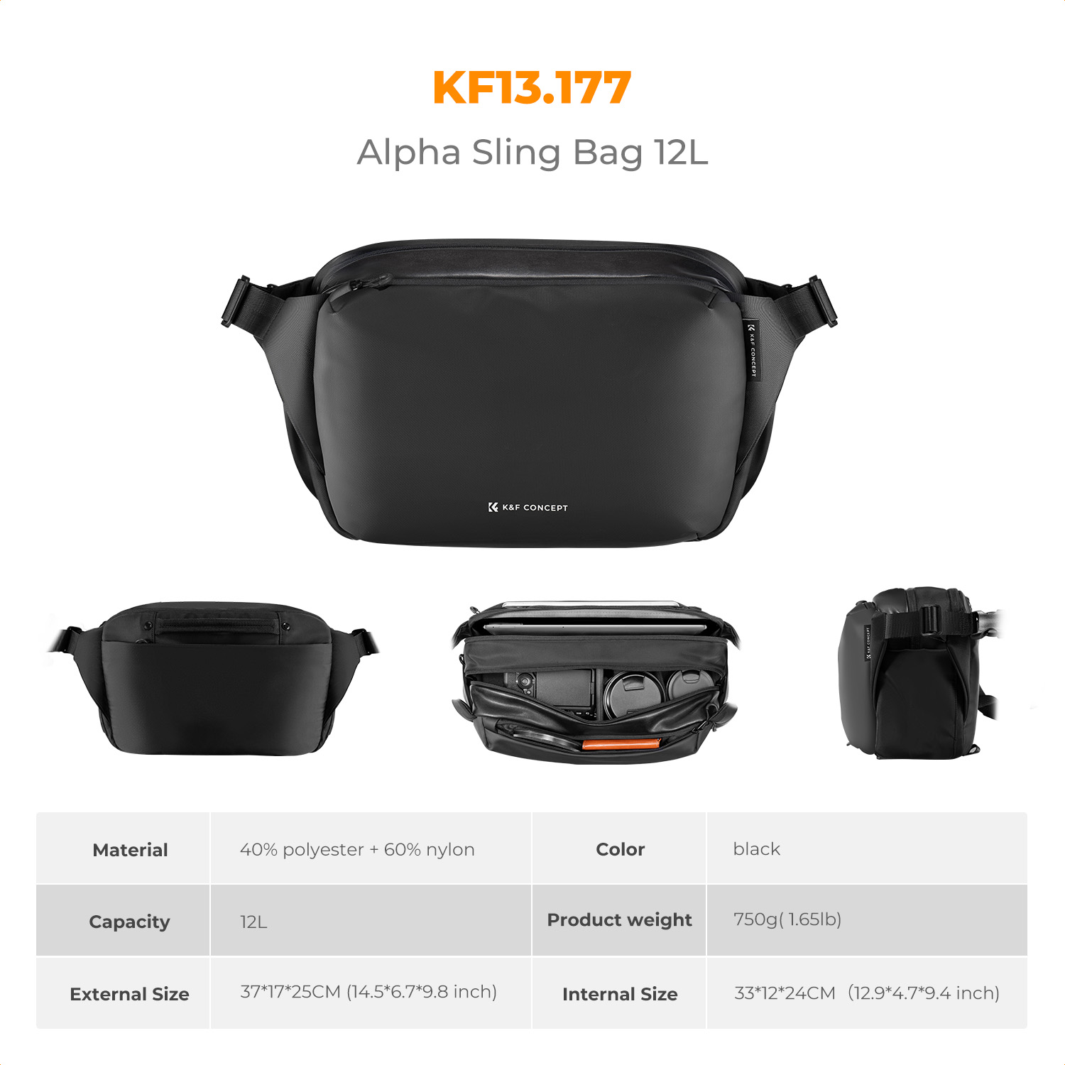 K&F CONCEPT 12L/10L Camera Sli - đánh giá và giá Camera Bag Waterproof